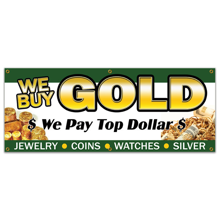 SignMission We Buy Gold Banner Sign Wayfair